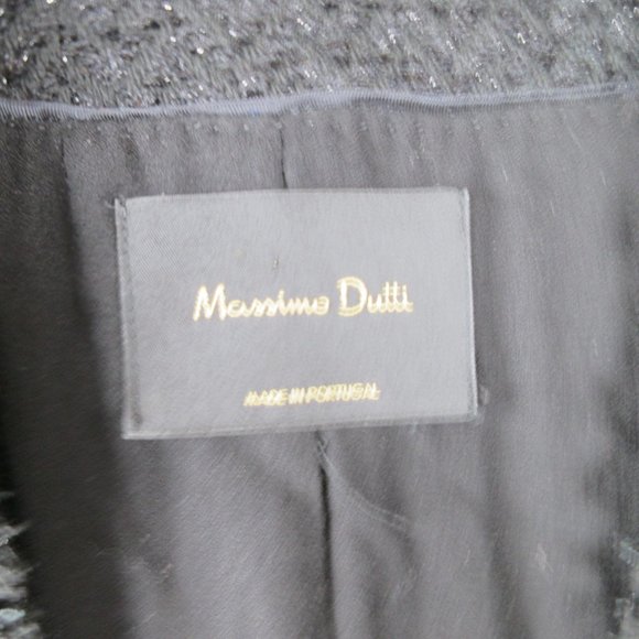 Massimo Dutti Black Tweed Blazer Size 8 Open Front - Picture 4 of 10